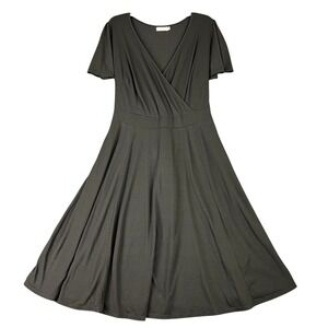 Pinup Fashion Wrap Fit Flare Dress Womens 20W Stretch Waist Tie Back Soft Girl